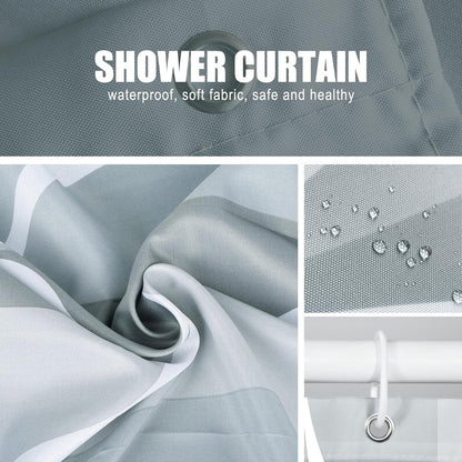 Anti-Mold Shower Curtain - Shower Curtain - Waterproof - 120x180 Cm - Waterproof Washable Anti-Mold Polyester Shower Curtains - Grey - With 8 Shower Curtain Hooks - Image 5