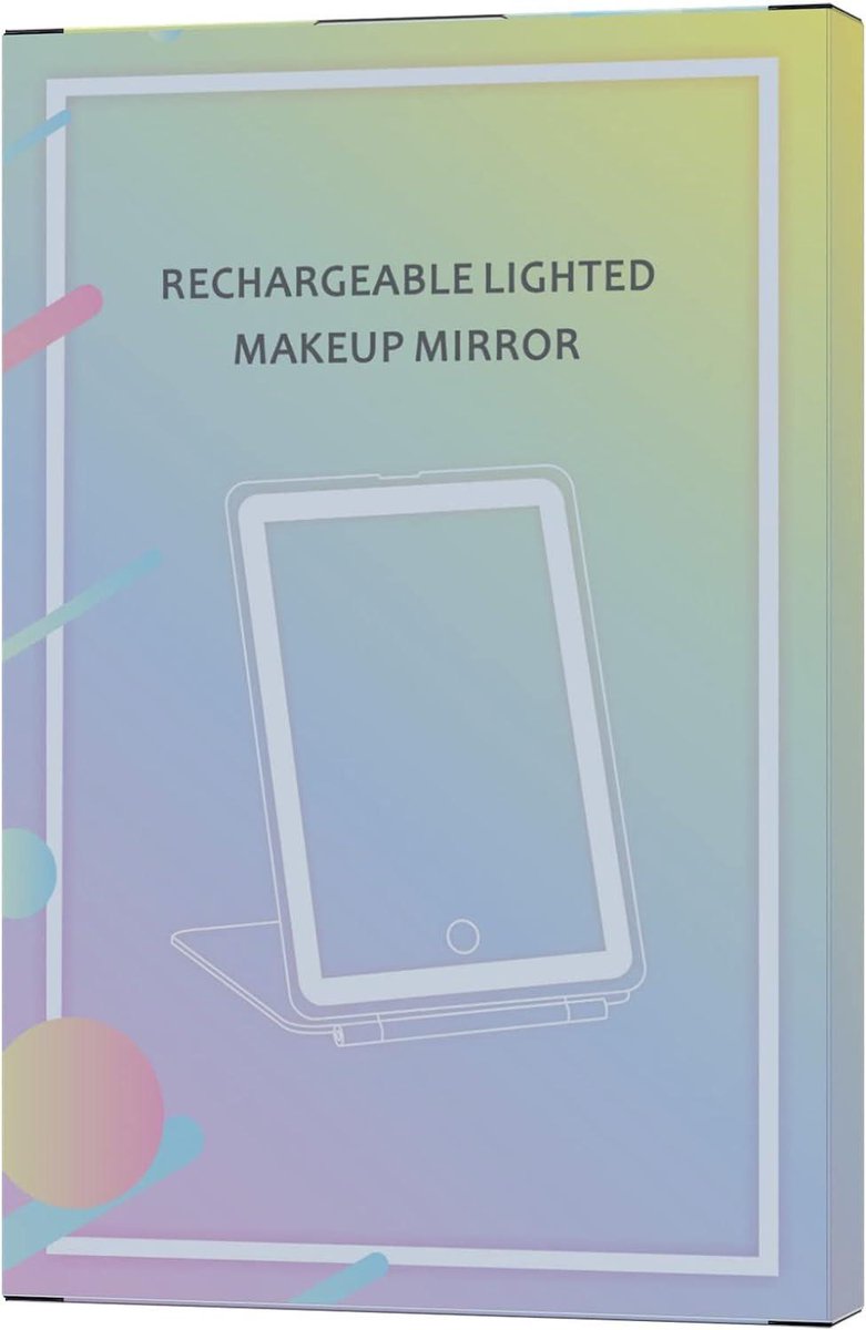 Rechargeable travel makeup mirror with lighting - 10x magnification - portable illuminated makeup mirror - 80 LEDs - 2000 mAh battery - 3-color lighting - touch dimming - tabletop - Image 3