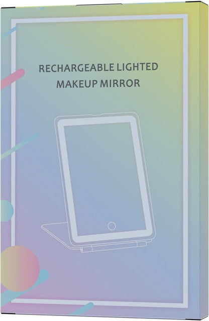 Rechargeable travel makeup mirror with lighting - 10x magnification - portable illuminated makeup mirror - 80 LEDs - 2000 mAh battery - 3-color lighting - touch dimming - tabletop - Image 3