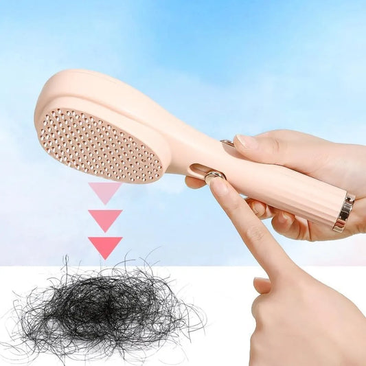 Anti-Tangle Hairbrush - Telescopic Self-Cleaning Brush - Head Massager - Hairbrushes for Women - Air Cushion Massage Combs - Multifunctional Anti-Static Massage Comb - Cleaning with One Click - Beige - 1 Piece - Image 4