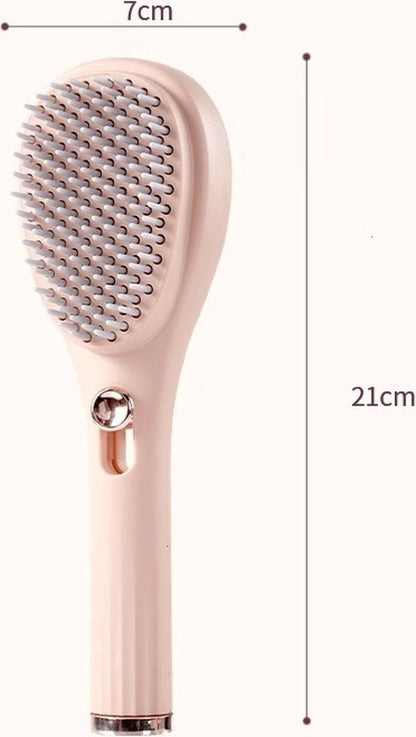 Anti-Tangle Hairbrush - Telescopic Self-Cleaning Brush - Head Massager - Hairbrushes for Women - Air Cushion Massage Combs - Multifunctional Anti-Static Massage Comb - Cleaning with One Click - Beige - 1 Piece - Image 5