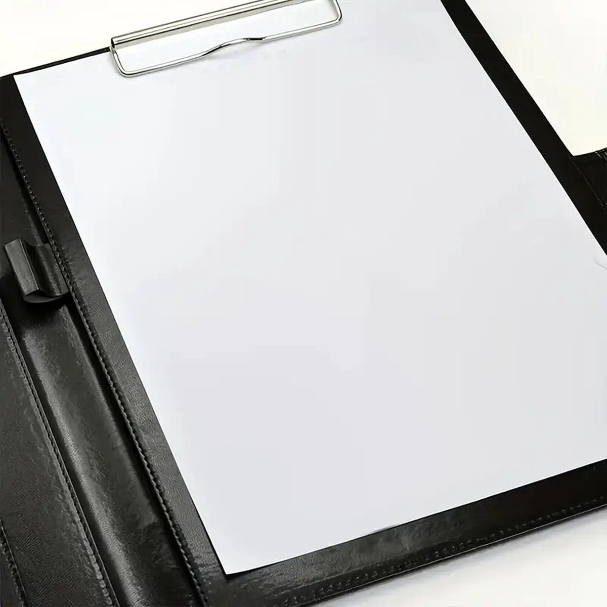 A4 Writing Folder - Conference Folder - Writing Pad - Eco Leather - Documentation Folder - Work Folder - Leather Conference Folder - Business Travel Portfolio Folder - With Ring Binder and Pen Holder - Sustainable - Black - Image 4