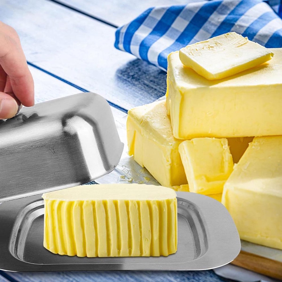 Butter Dish With Lid - Stainless Steel - Small Butter Dish Freshness Container - Butter Holder - Butter Dish - Storage Box For Butter - Butter Clock - Butter Box - Fresh Butter - Sustainable - Kitchen Utensils - For All Common Butter And Other Foods - Sil - Image 2