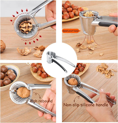 Nutcracker - Walnut Cracker - Multifunctional Nutcracker - Conical Nutcracker - Nutcracker Tongs - Non-slip Handle - For All Types of Nuts - Silver - Image 2