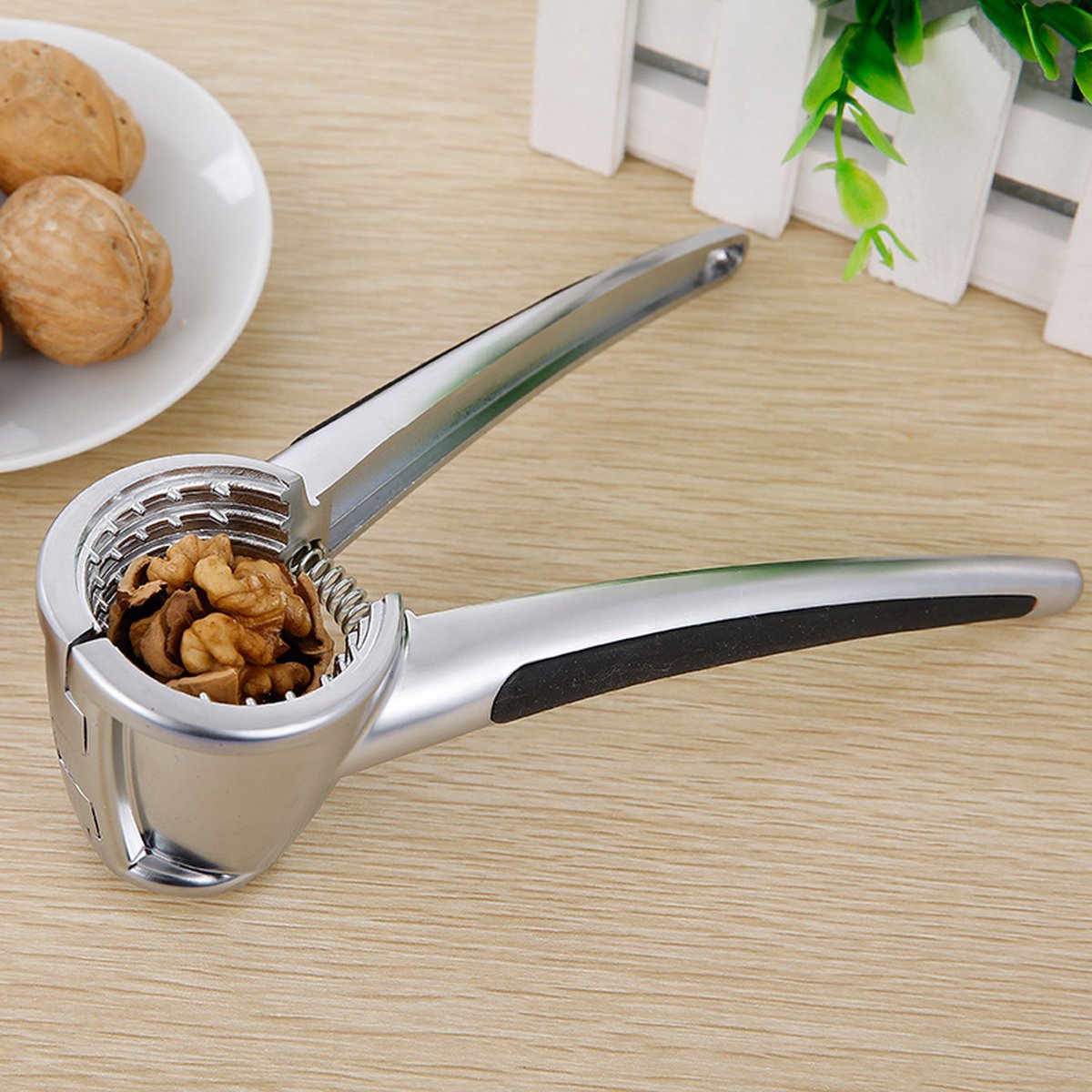 Nutcracker - Walnut Cracker - Multifunctional Nutcracker - Conical Nutcracker - Nutcracker Tongs - Non-slip Handle - For All Types of Nuts - Silver - Image 3