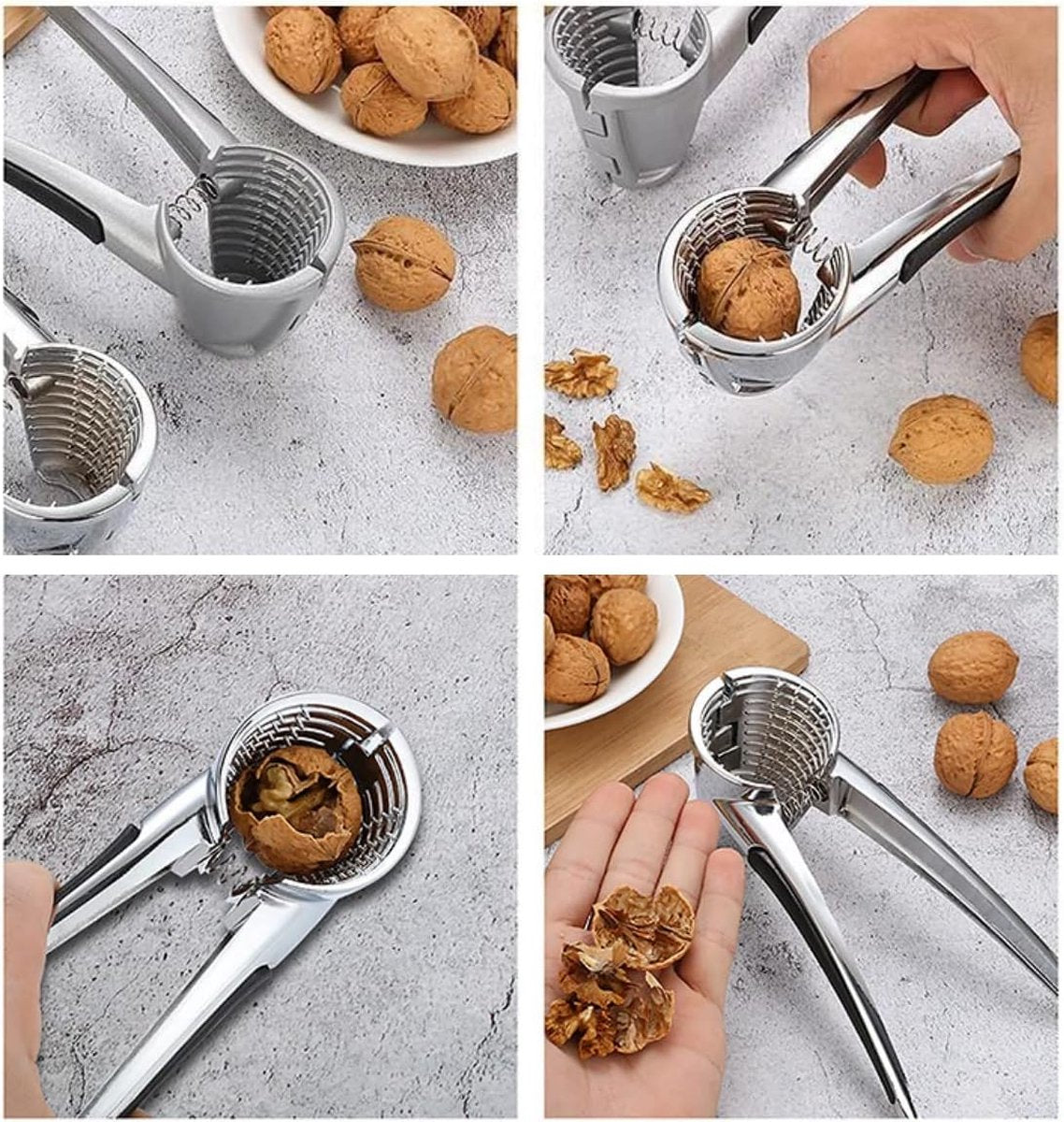 Nutcracker - Walnut Cracker - Multifunctional Nutcracker - Conical Nutcracker - Nutcracker Tongs - Non-slip Handle - For All Types of Nuts - Silver - Image 4