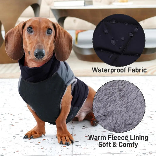 Dog Coat - Dog Raincoat - Dog Sweater - Warm Dog Windproof Coat - Waterproof Dog Winter Coat - Lined Dog Coat with Zipper - Size XS - Extra Warm - Coat - Pet Clothing - Black - Suitable for Dogs Indoors and Outdoors Camping Walking - Image 3