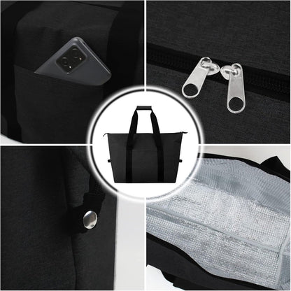 Cooler Bags - Lunch Bag - Foldable Cooler Bag - 20 L - 30x27x19 Cm - Insulation - 300D Oxford Cloth - Handle Strap - Cooler Bag - Lunch Bag - Insulated Cooler Bag - Picnic Bag - Cooler Lunch Bag - Handbag - Shopping Bag - Black - Sustainable - Image 5