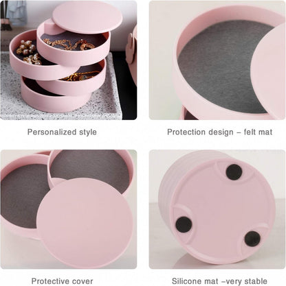Jewelry Box - Jewel Case - 4 Tiers - Small Jewelry Box - Jewelry Pouch - Jewelry Storage Box - Jewelry Box - Jewelry Organizer - Watch Box - Bijouterie Box - Small Jewel Chest - Jewelry Holder - Suitable For Watches And Jewelry - Pink - Image 3