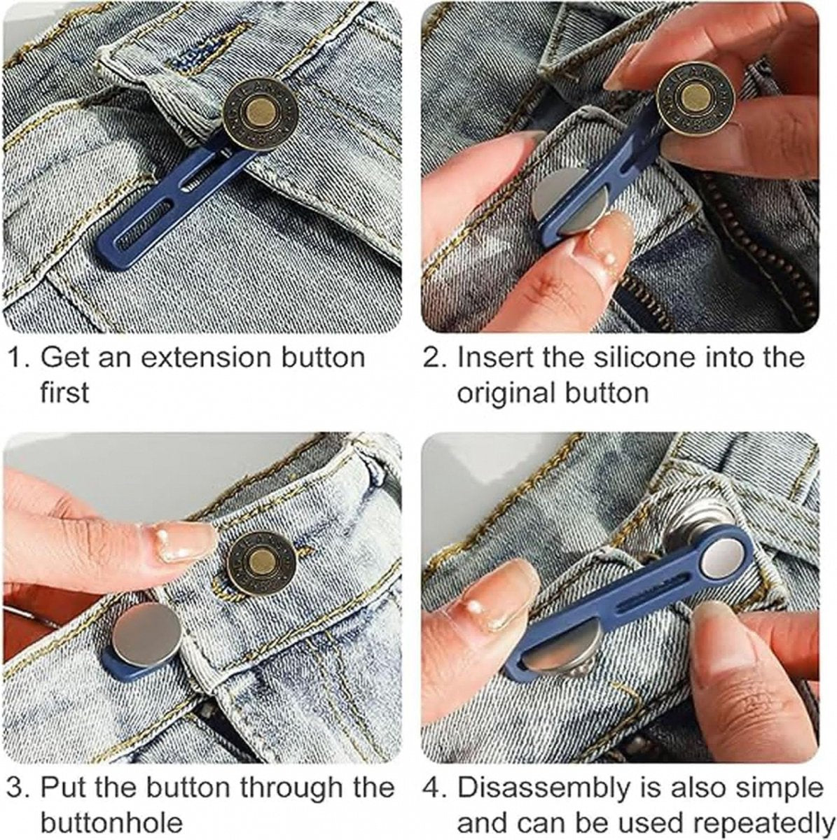 Buttonhole Extender 6 Pieces Bronze - Trouser Expander - Jeans Trouser Expander - Trouser Widening Button - Denim Extension Button - Button Extender - Reusable - Maternity Belly Band - Maternity Trouser Expander - Buttonhole Elastic - Image 2