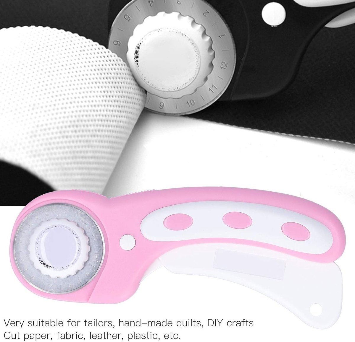 Professional Rotary Cutter - Luxury High Quality Tailor's Scissors - Fabric Scissors - Leather Cutter - Cutter - Fabric Cutter - Rotary Blade - for cutting fabric / leather / plastic / paper - fabric pink - Image 2