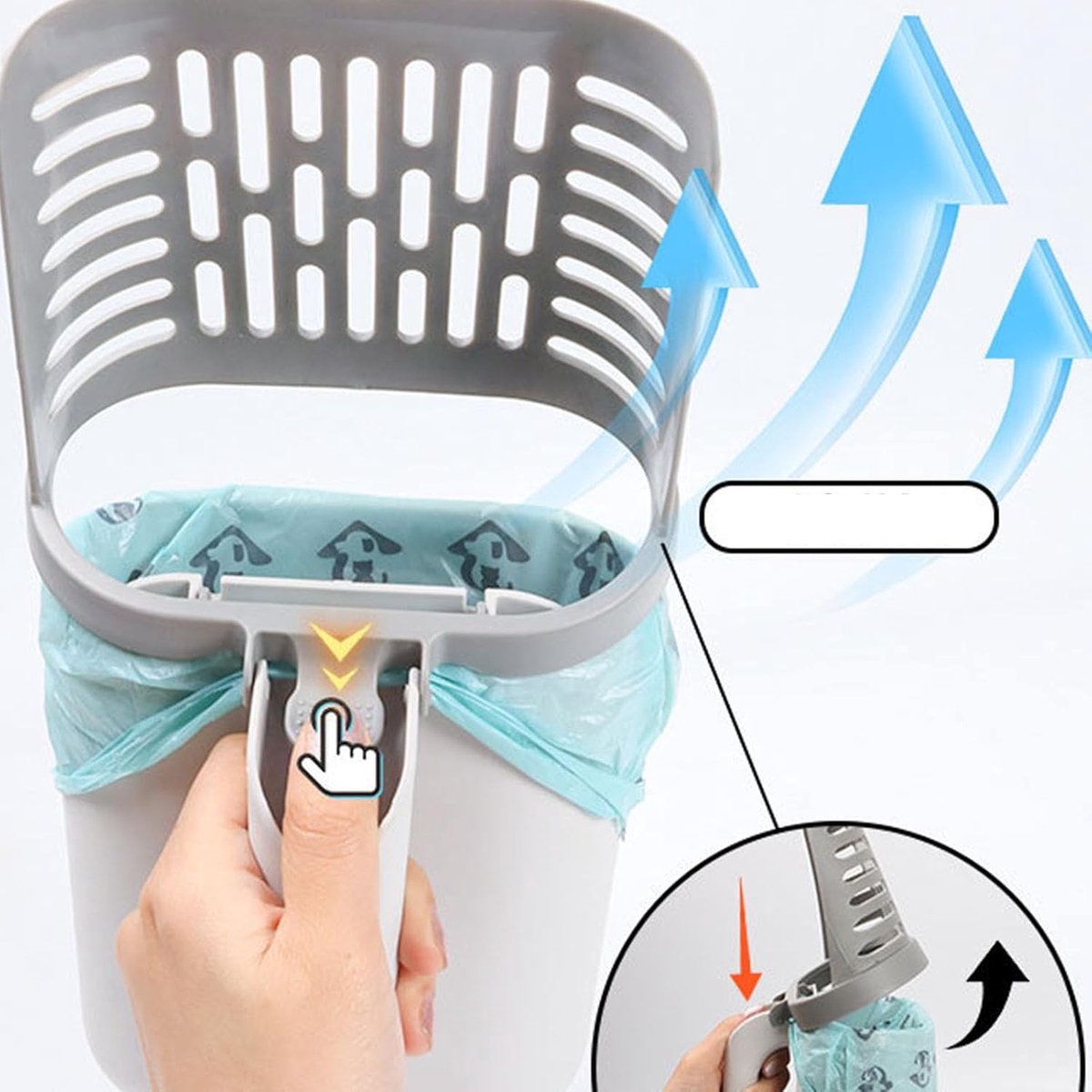 Cat Litter Scoop with Collection Tray - Cleaning Cat Litter - Ergonomic - With 8 Rolls of Waste Bags - Holder and Disposal System for Cat Litter in 1 - Litter Scoop with Container - Dirt-Free Cat Litter Scoop - Grey - Image 2