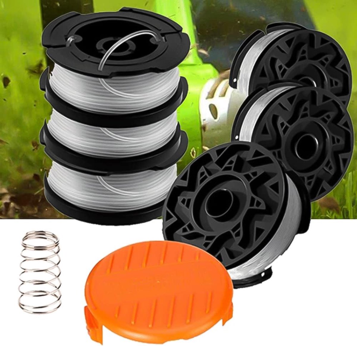 Cutting Line - 6 Pieces - Trimmer Line - Replacement Lines - Line Spools - for Black Decker, Bekasa AF-100-3ZP and A6481 - Length 30 ft - Replaces spools from the GL280, GLC1825N series with caps and springs - White - Image 2