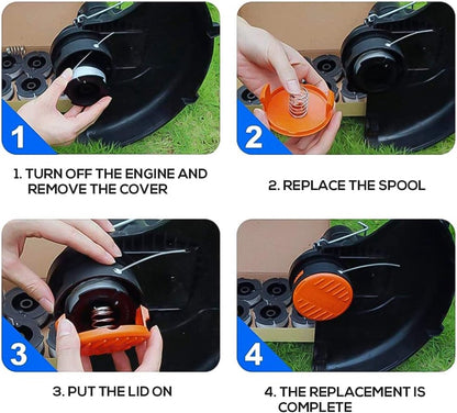 Cutting Line - 6 Pieces - Trimmer Line - Replacement Lines - Line Spools - for Black Decker, Bekasa AF-100-3ZP and A6481 - Length 30 ft - Replaces spools from the GL280, GLC1825N series with caps and springs - White - Image 3