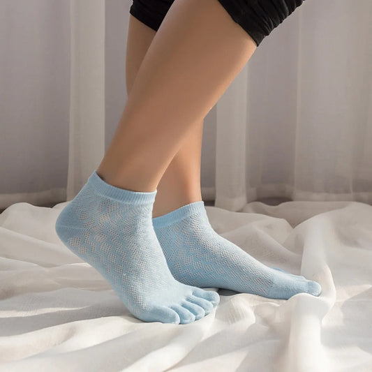 Toe Socks - Women's - Toe Socks - 6 Pairs - Cotton - Yoga Socks - Smooth Toe Seam - No Annoying Seams - Toe Socks - Toesocks - Ladies - Runner Toe Socks - Yoga Socks - Antibacterial - Breathable - Elasticity - Comfortable Socks - Image 3