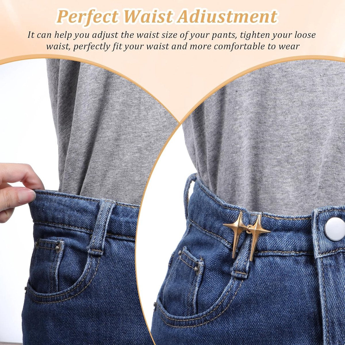 12 Pieces - Waist Extender - Tightening Button Adjuster Buttons - Star Trouser Waist Buckle - Adjustable Waistband Clips - Trouser Waist Reinforcement - Star-Shaped Jeans Shortening Buttons - Adjustable Button Trousers - Universal - Image 4