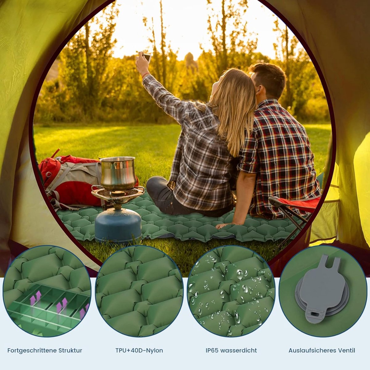 Self-Inflating Sleeping Mat - Self-Inflating with Built-in Foot Pump - 195x60x7 cm - Sleeping Mat - Small Sleeping Mattress - Camping Mattress - Camping Bed - Foldable Guest Mattress - Airbed - Air Mattress - Camping Mattress - Single - Camping, Traveling - Image 4