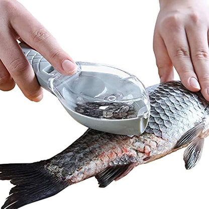 Fish Scraper - Professional Scale Remover - Fast and Efficient - Portable Scale Removal - Universal Fish Descaler - Fish Descaler - Fish Scraper - with Handy Collection Tray - for Kitchen / Restaurant - Green - Piece - Image 3
