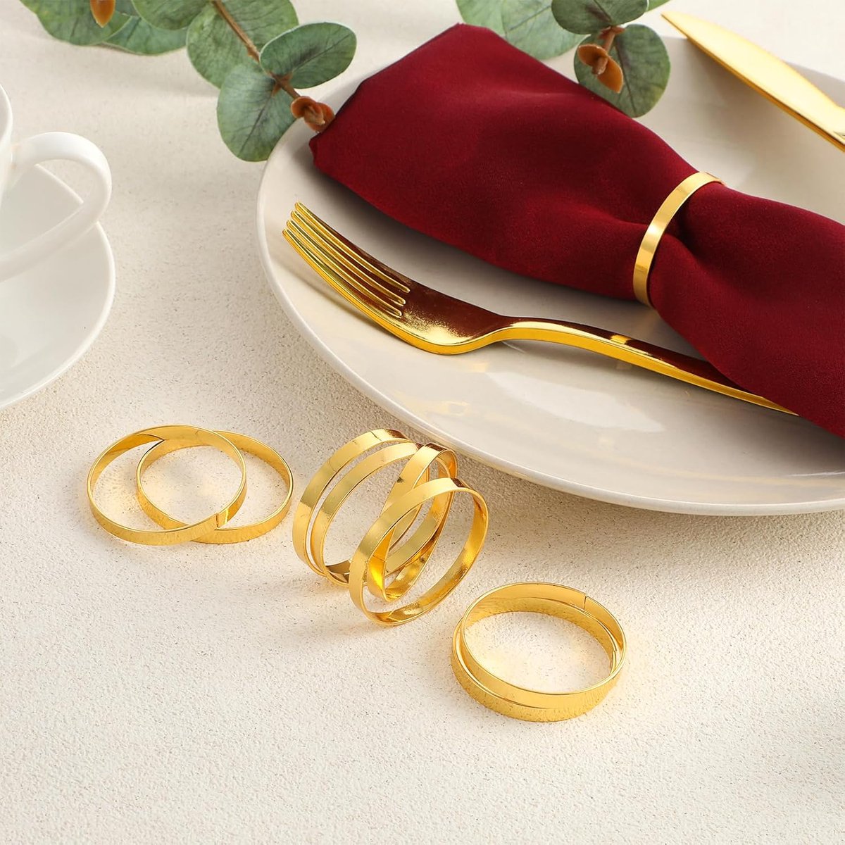 12 pieces gold metal napkin rings - elegant napkin ring - Christmas napkin rings - boho round gold napkin ring for weddings - party dinner - anniversary table decoration - Image 2