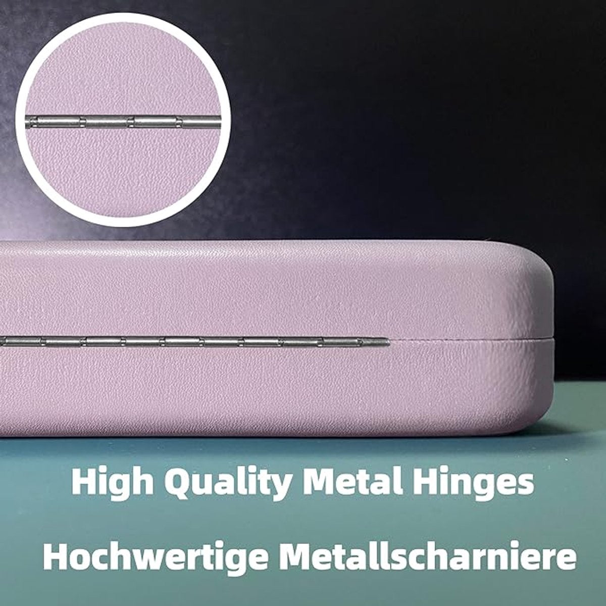 Glasses case - Hard case - Glasses case - Glasses cover - Glasses pouch - Faux leather - PU leather glasses case - Hard glasses case - PU leather glasses case - wearable protection - 16 x 6.4 x 3cm - light pink - Sunglasses accessories - 1 piece - Image 3