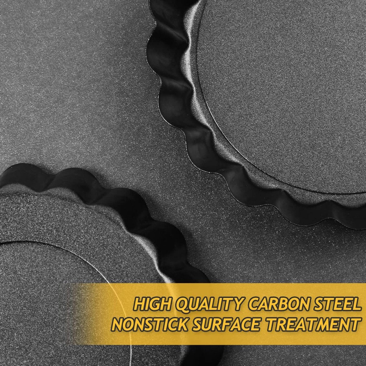 Quiche Pans - Set of 4 - Diameter 10 cm - Quiche Pan with Removable Base - Quiche Baking Pan - Tart Pan with Non-stick Coating - Removable Base - Bake Evenly - Cake Pan - Baking Pan - Baking Tin - Quiche Tart Pan Tin - Dishwasher Safe - Black - Image 2