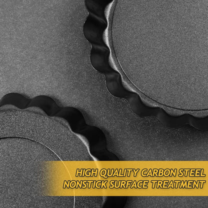 Quiche Pans - Set of 4 - Diameter 10 cm - Quiche Pan with Removable Base - Quiche Baking Pan - Tart Pan with Non-stick Coating - Removable Base - Bake Evenly - Cake Pan - Baking Pan - Baking Tin - Quiche Tart Pan Tin - Dishwasher Safe - Black - Image 2