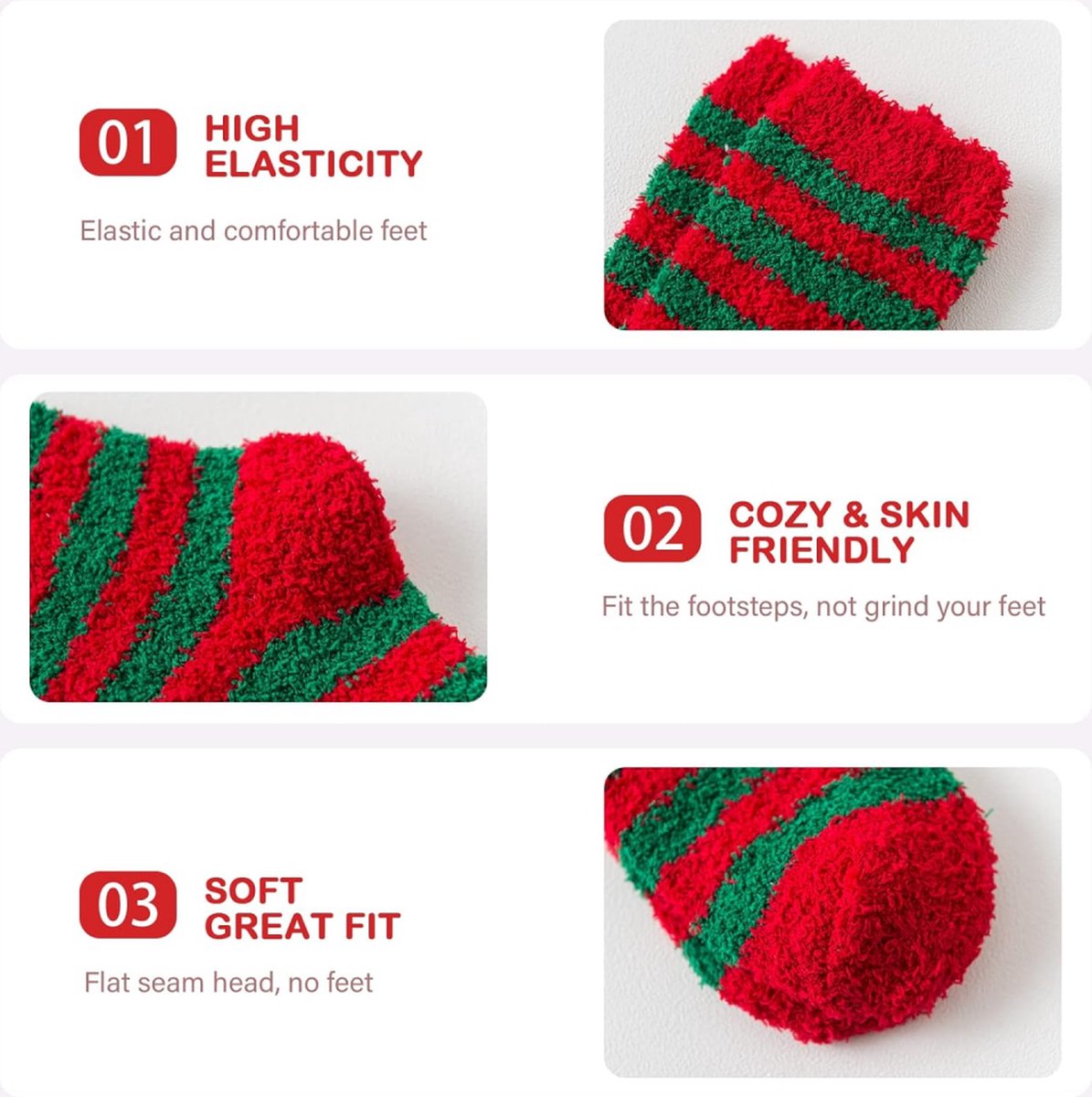 Christmas Socks - 5 Pairs - Ladies' House Socks - Christmas Socks - Heated Socks - Anti-Slip Socks - Bed Socks - Warm Socks - Christmas Gift for Women - Colorful Socks - Cheerful Socks - One Size - Thick - Socks - Fluffy Socks - Christmas Tree - Christmas - Image 5