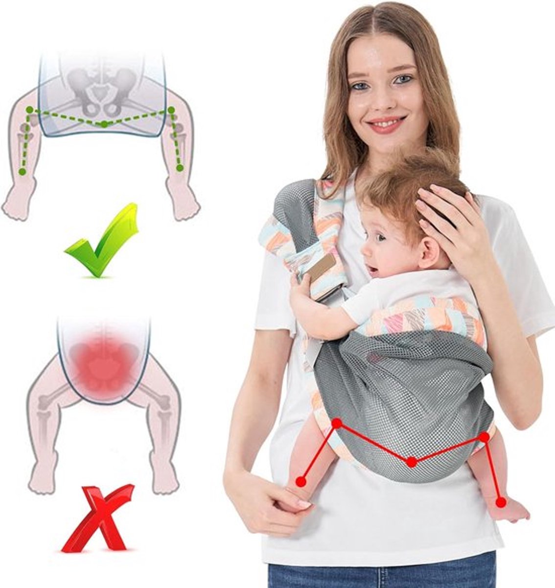 Baby Carrier - Ergonomic Baby Carrier - Front Carrier - Baby From Birth To 3 Years - Hip Carrier - Baby Carrier - Baby Carrier - Baby and Toddler Hip Seat - Comfortable & Fast - Breathable - Adjustable - For Front, Hip and Back - Colorful - Image 5