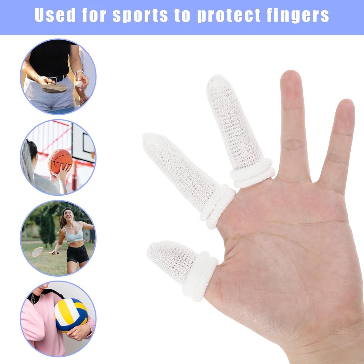 Finger condom - Finger buddy - Long finger bandage - Finger protectors - Engraved anti-cut finger pads - cut finger pads - Finger protection for injuries - Can be used in the kitchen, at work - 30 Pieces - white - Image 2