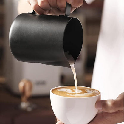Milk frothing pitcher - Stainless Steel - Small milk jug - Milk pitcher - Milk frothing pitchers - Milk-Coffee frothing pitcher - 350ml - Espresso machine - Barista - Making coffee - Coffee - For making cappuccino-espresso - Black - Image 4