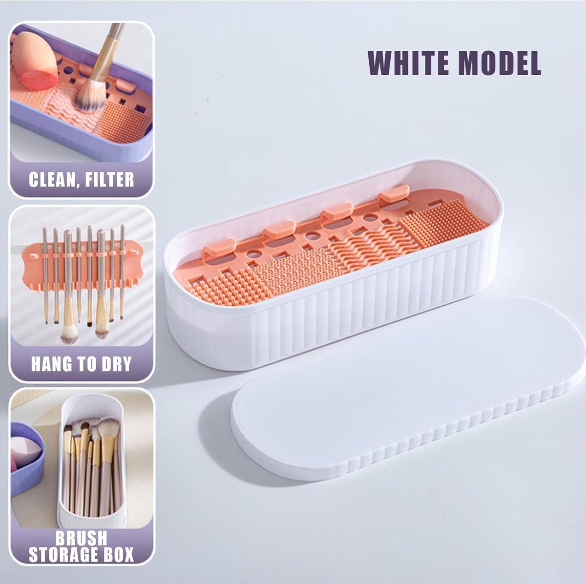 Brush Cleansing - Make-Up Brush Cleaner - Make-Up Brush Cleaner - Cleaner Tools - Cleaning Mat - Dryer - Silicone - Portable Washing Tool - For Cleaning Make-Up Brushes - Also Suitable For Make-Up Sponges - Women - White - Image 4