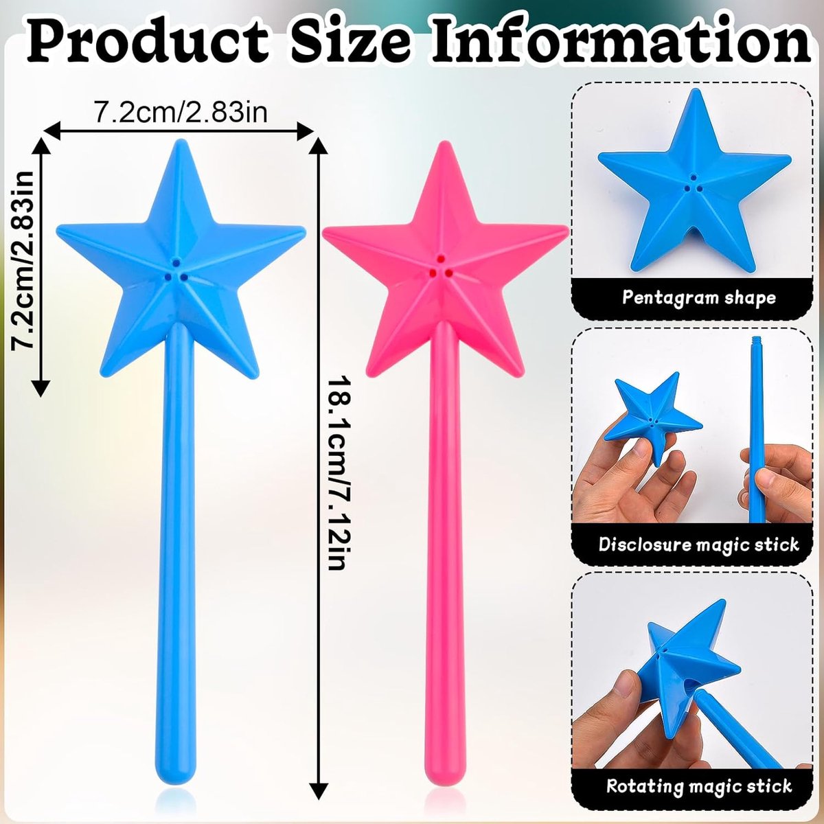 Salt Shakers - 2 Pieces - Salt and Pepper Shaker - Small Spice Shaker - Small Spice Container - Funny Star-Shaped - Herb Sticks - Magic Wand - Table Decoration - With Holes - For Restaurant Kitchen Gadgets - Plastic - Blue and Pink - Image 5