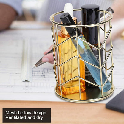 Pen Tray - Pen Holder - Pen Tray - Desk Organizer - Desk Organizer - Desk - Metal - Round - Gold - 2 Pieces - Image 3