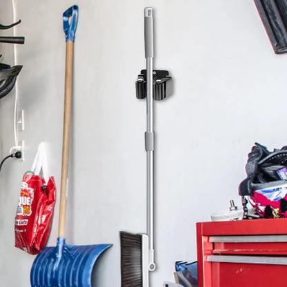 Mop Holder - 6 Pieces - Broom Holder - Broom Holder - Broom Hanging System - Broom Holder - Wall Holder - Hanger Behind Doors - Bathroom Accessories - Kitchen Storage Tool - Tool Holder - Organizer Hook - Garden Tools - Stainless Steel - Black - Image 4