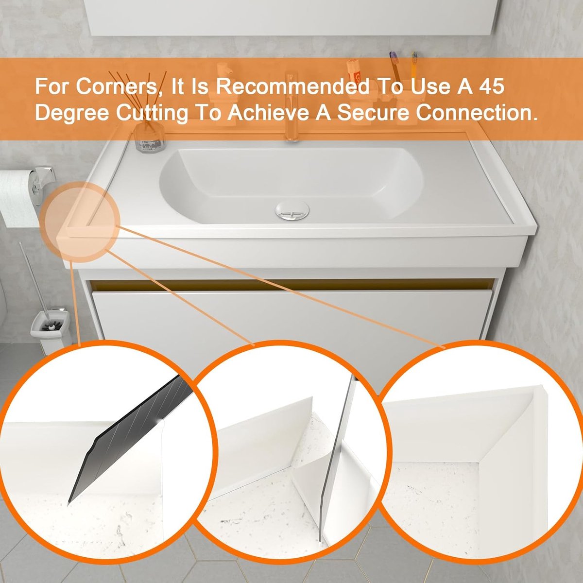 Water Threshold 200cm White - Shower Thresholds - Self-Adhesive Shower Water Barrier - Compact - Sanitary Water Stopper - Shower Threshold - Water Stopper - Shower - Bath - Leakage - Water Barrier - Mold - Sanitary - Anti-Water Strip - Foldable Shower Wat - Image 5