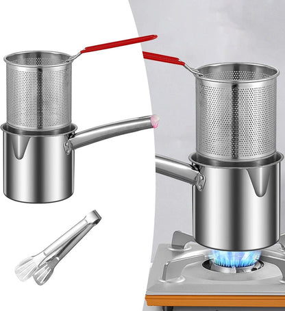 Small Deep Fryer - Deep Fryer - 1.2l - With Kitchen Clip - Oil Saving - Suitable For Gas And Induction - Deep Fryer - Deep Fryer - Household Deep Fryer - Chip Fryer - Small Deep Fryer - Stainless Steel - Durable (Without Lid) - Image 2
