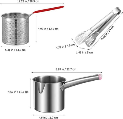 Small Deep Fryer - Deep Fryer - 1.2l - With Kitchen Clip - Oil Saving - Suitable For Gas And Induction - Deep Fryer - Deep Fryer - Household Deep Fryer - Chip Fryer - Small Deep Fryer - Stainless Steel - Durable (Without Lid) - Image 5