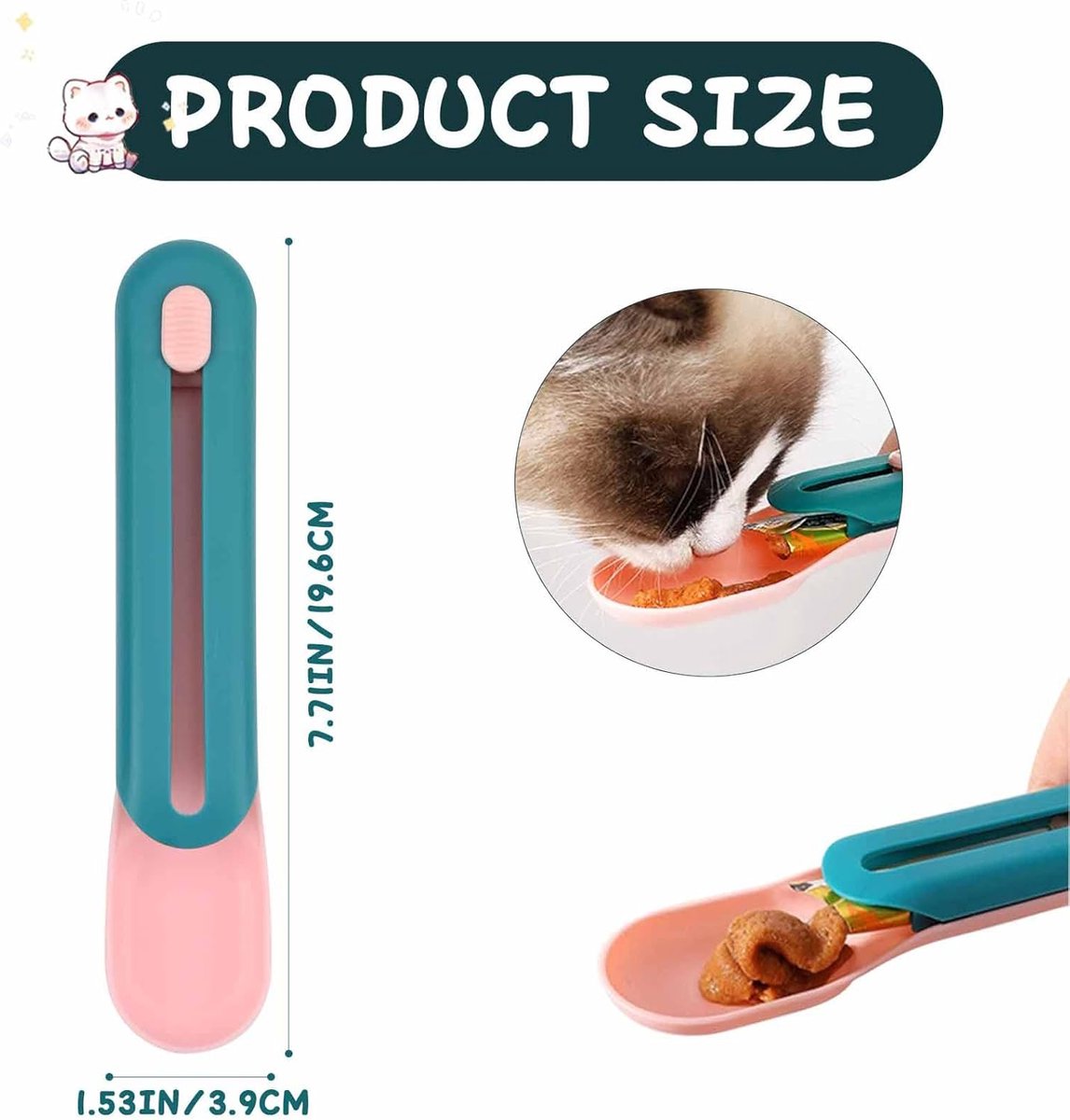 Cat Treats Spoon - 2 Pieces - Cat Food Bowl - Cat Food Bowl - Feeding Spoon - Cat Bar Spoon - Cat Treats Spoon - Snack Spoon for Pets - Feeder Dispenser - Cat Treats Spoon - Cat Food - Adjustable - For Squeezing Out Puree and Snacks - Image 2