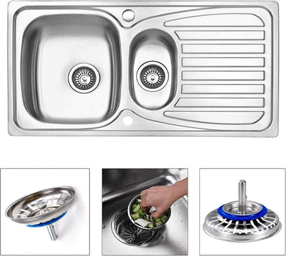 Kitchen Sink Drain Plug 80 mm - 2 Pieces Basket Plug - Sink Strainer Drain Stopper for the Kitchen - Stainless Steel - Universal - Drain Stopper - Sink Strainer - Sink Strainer - Sink Plug - Strainer - Unclog - Washbasin - No Blockage - Image 2