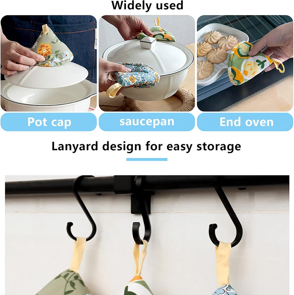 Heat-Resistant Pot Holder - 3 Pieces - Oven Mitt Glove - Anti-Hot Gloves - Microwave Glove - Pot Clips - Kitchen Cooking Gadget - Thicker - Triangle - Kitchen - Kitchen Stuff - For BBQ / Cooking / Baking / Microwave / Grilling - Image 4