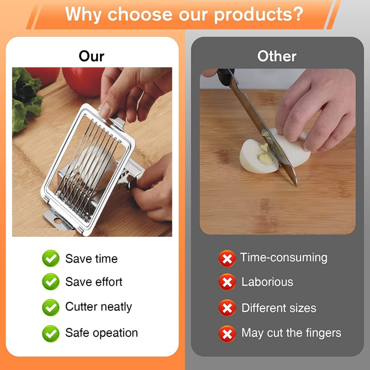 Egg Slicer - Multifunctional Egg Slicer - Stainless Steel - Mushroom Slicer - Dishwasher Safe - Slicer - Dicer - Kitchen Cutter - Hanging Holes - Anti-Slip - Gift Idea - Image 2