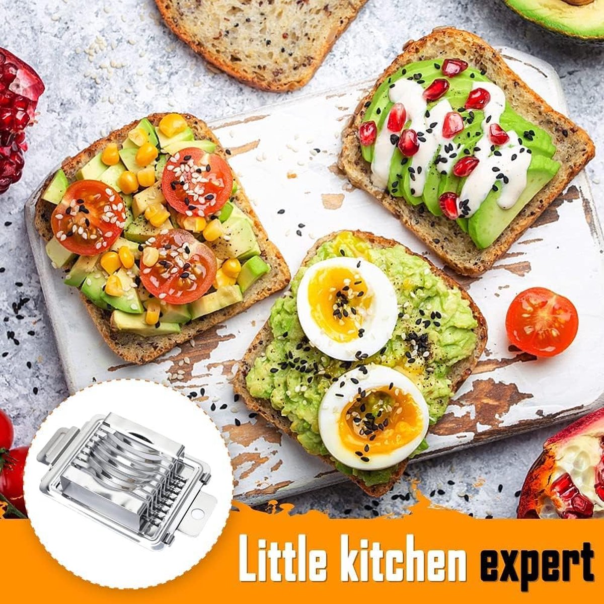 Egg Slicer - Multifunctional Egg Slicer - Stainless Steel - Mushroom Slicer - Dishwasher Safe - Slicer - Dicer - Kitchen Cutter - Hanging Holes - Anti-Slip - Gift Idea - Image 3