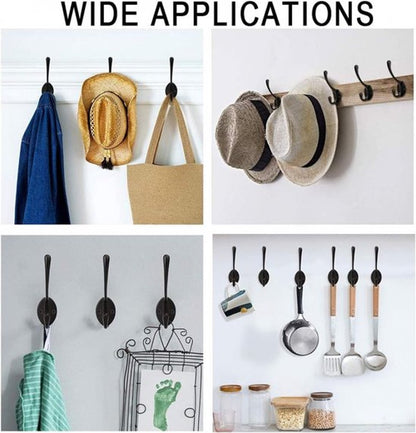 Hooks - Hanging Hooks - Set of 10 - Double Hook Design - Hanging Hooks - Wall Hooks - Coat Hook - Coat Rack Hooks - Key Hook - Wall Hooks - Towel Hook - Towel Hooks - Tea Towel Hanger - Incl. Screws - Bathroom - Black - Image 4