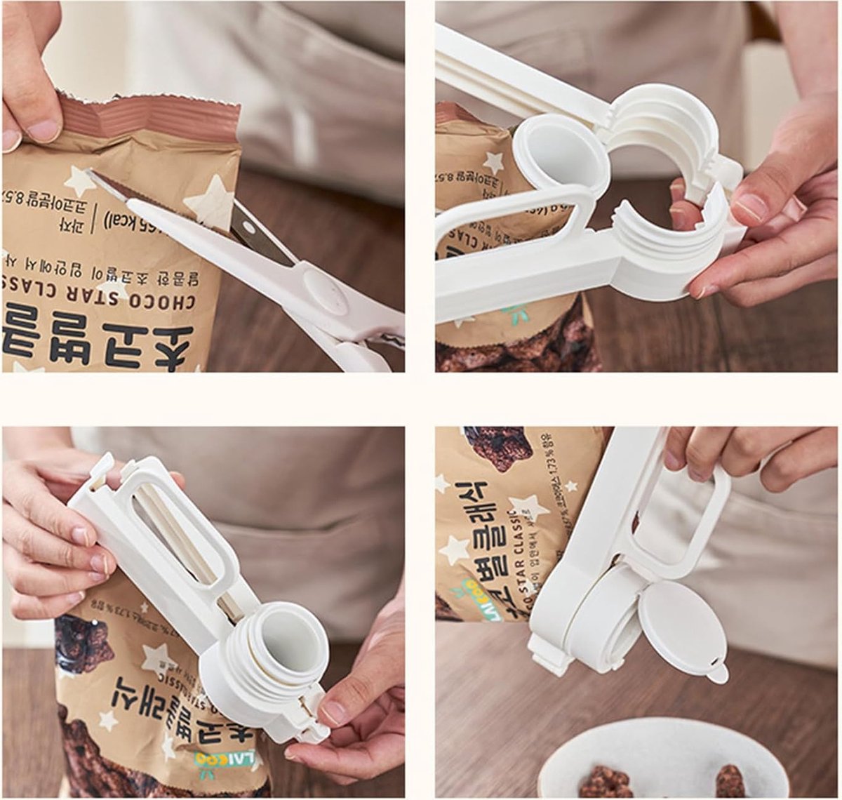 Freshness Clips with Pouring Spout - Bag Sealer - Freshness Clips - Sealing Clips - Bag Sealing Clamp Pouring Spout - Food Sealing - Keep Fresh - Food Bag Clips with Pouring Spouts - For Kitchen Food Storage Bag - White - 1 Piece - Image 4