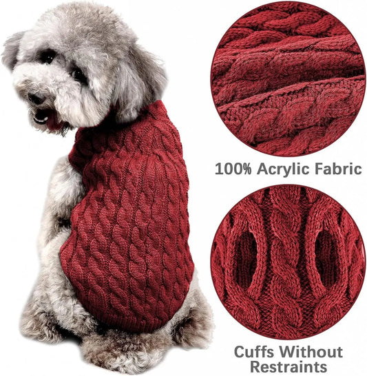 Dog Sweater - Puppy Soft Turtleneck - Size M - Back Length 30cm - Dog Bodywarmer - Dog Coat - Winter Dog Cardigan - For Small to Medium Dogs and Cats - Knitted Clothing - Winter Dog Clothing - Sweater - Christmas Gifts for Pets - Red - Image 4