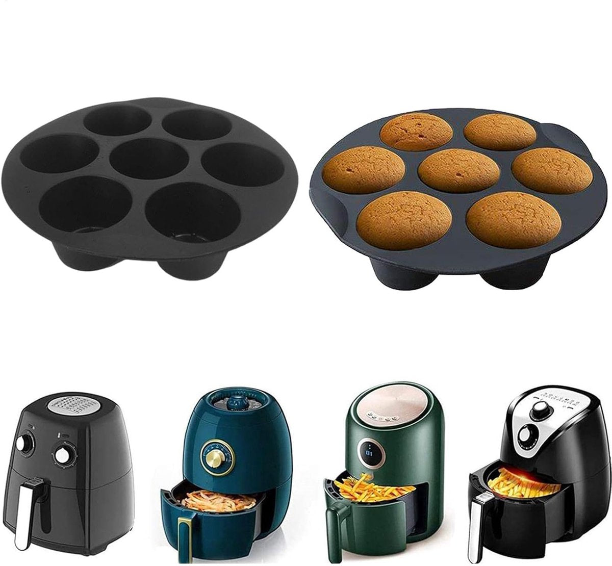 Muffin Pans - Professional High Quality Airfryer Baking Tray - Non-Stick Coating - Cupcake Tray - Muffin Baking Pans - Silicone Baking Mold - Silicone Cupcake Baking Pan - For Muffins, Cupcakes, Mini Quiches - 17.5cm - Black - Image 4
