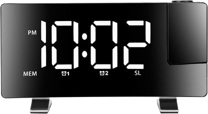 Alarm clock - radio - clock - Projection alarm clock - Digital alarm clock - Projection clock - Alarm clock radio - Clock radio - digital clock - projection clock - Multifunctional - LED - Adjustable brightness - Loud enough - for bedroom / living room /  - Image 2