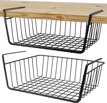 Closet Hanging Basket - 2 Pieces - Hanging Baskets - Storage Baskets - Cabinet Baskets - Tidy Hanging Basket - Hanging Basket for Closet - Hanging Basket for Under Shelf - Organizer - Desk and Kitchen Cabinet Organizer - Hanging - No Drilling Required - M