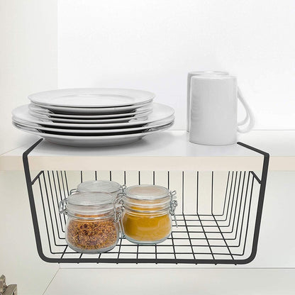Closet Hanging Basket - 2 Pieces - Hanging Baskets - Storage Baskets - Cabinet Baskets - Tidy Hanging Basket - Hanging Basket for Closet - Hanging Basket for Under Shelf - Organizer - Desk and Kitchen Cabinet Organizer - Hanging - No Drilling Required - M - Image 2