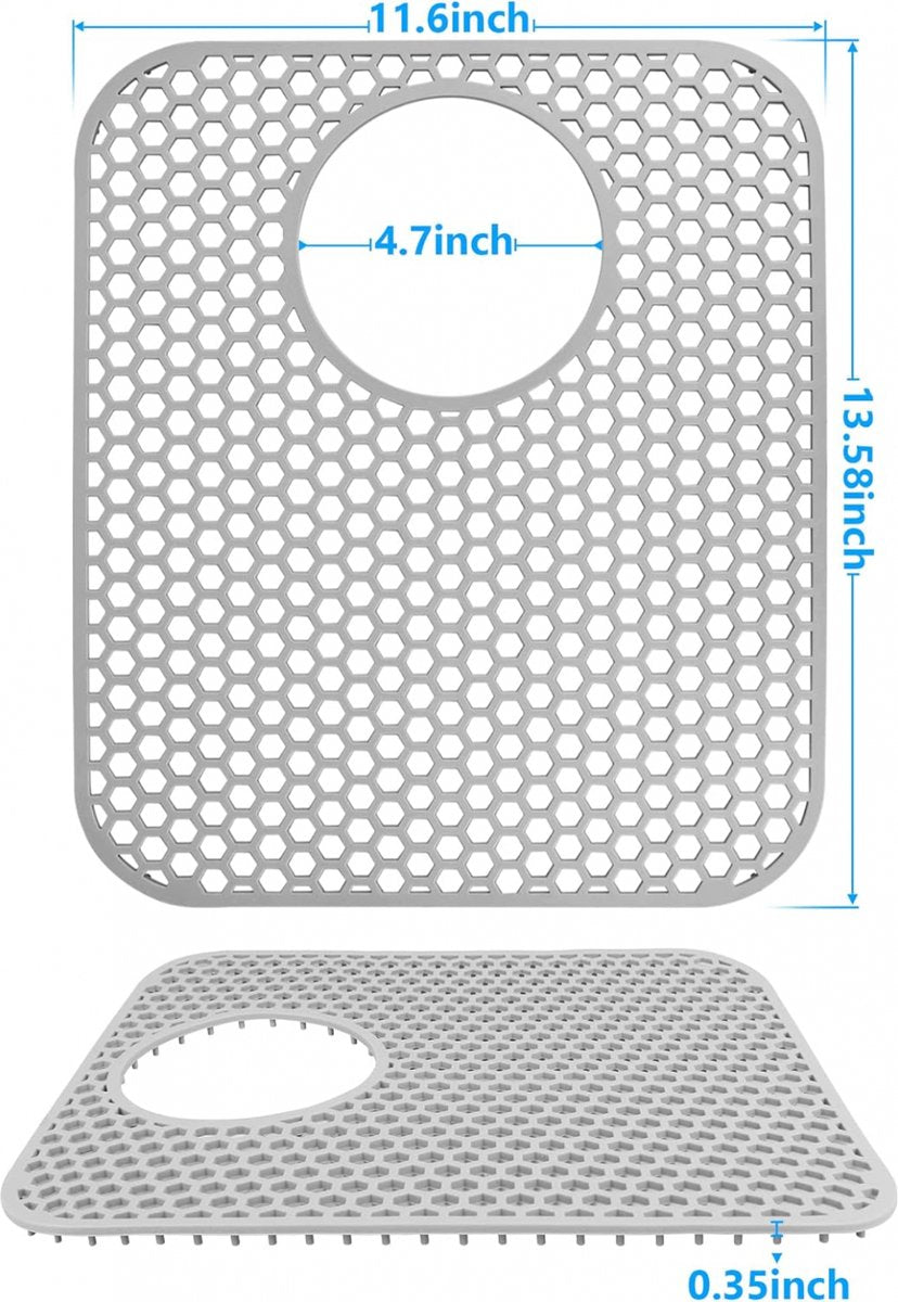 Sink Mat - Grey - 30 X 35 Cm - Kitchen Accessories - Sink Protector - Sink Mat - Washbasin Mat - Draining Mat - Countertop Mat - Silicone Coasters - Silicone - Anti-Scratch - Sink Accessories - For Sink, Cutlery And Glassware - Image 2